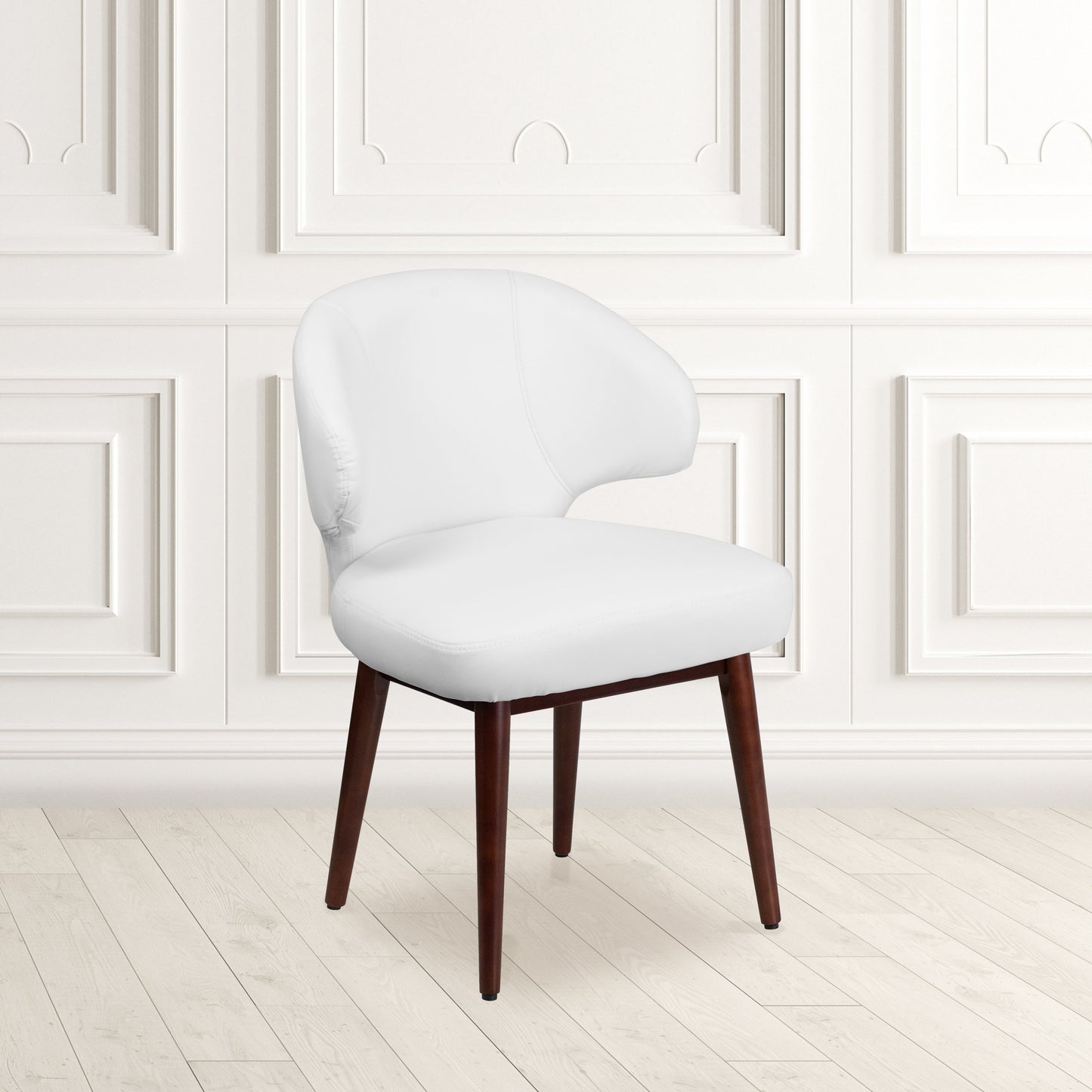 White Leather Side Chair BT-2-WH-GG