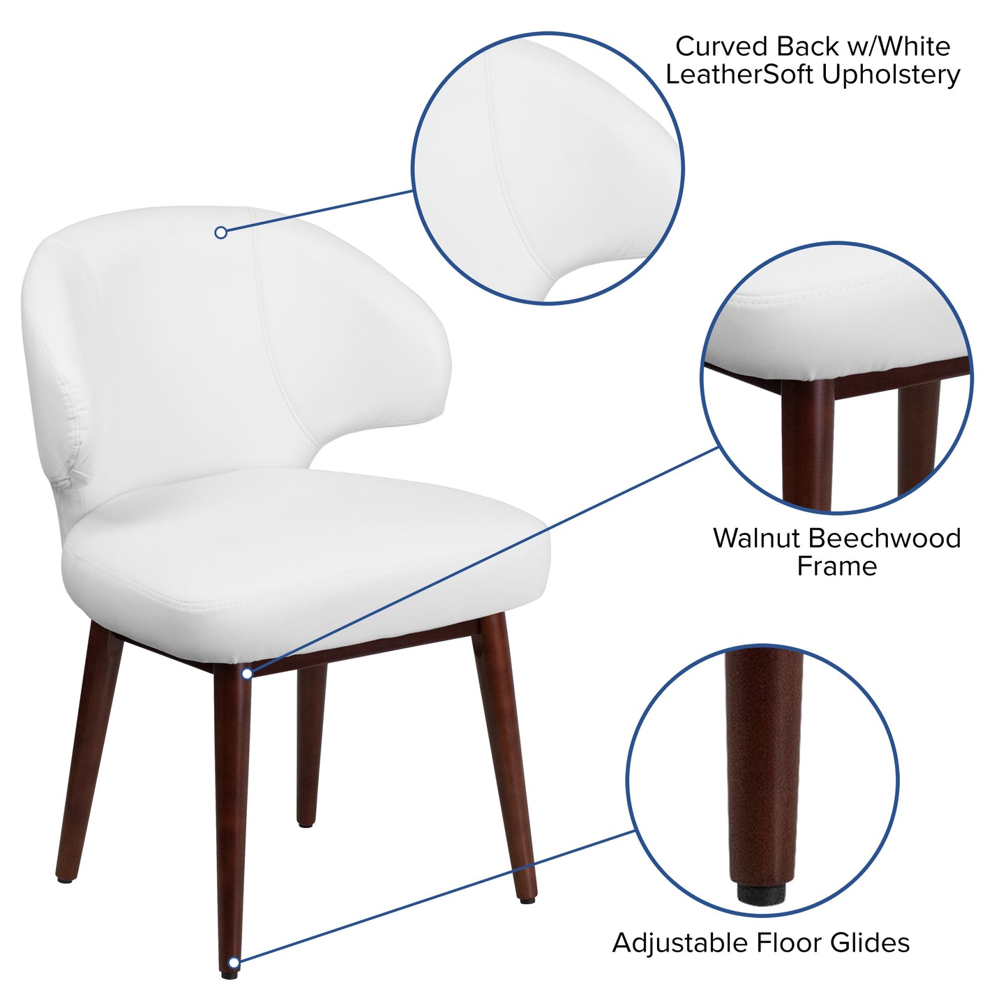 White Leather Side Chair BT-2-WH-GG