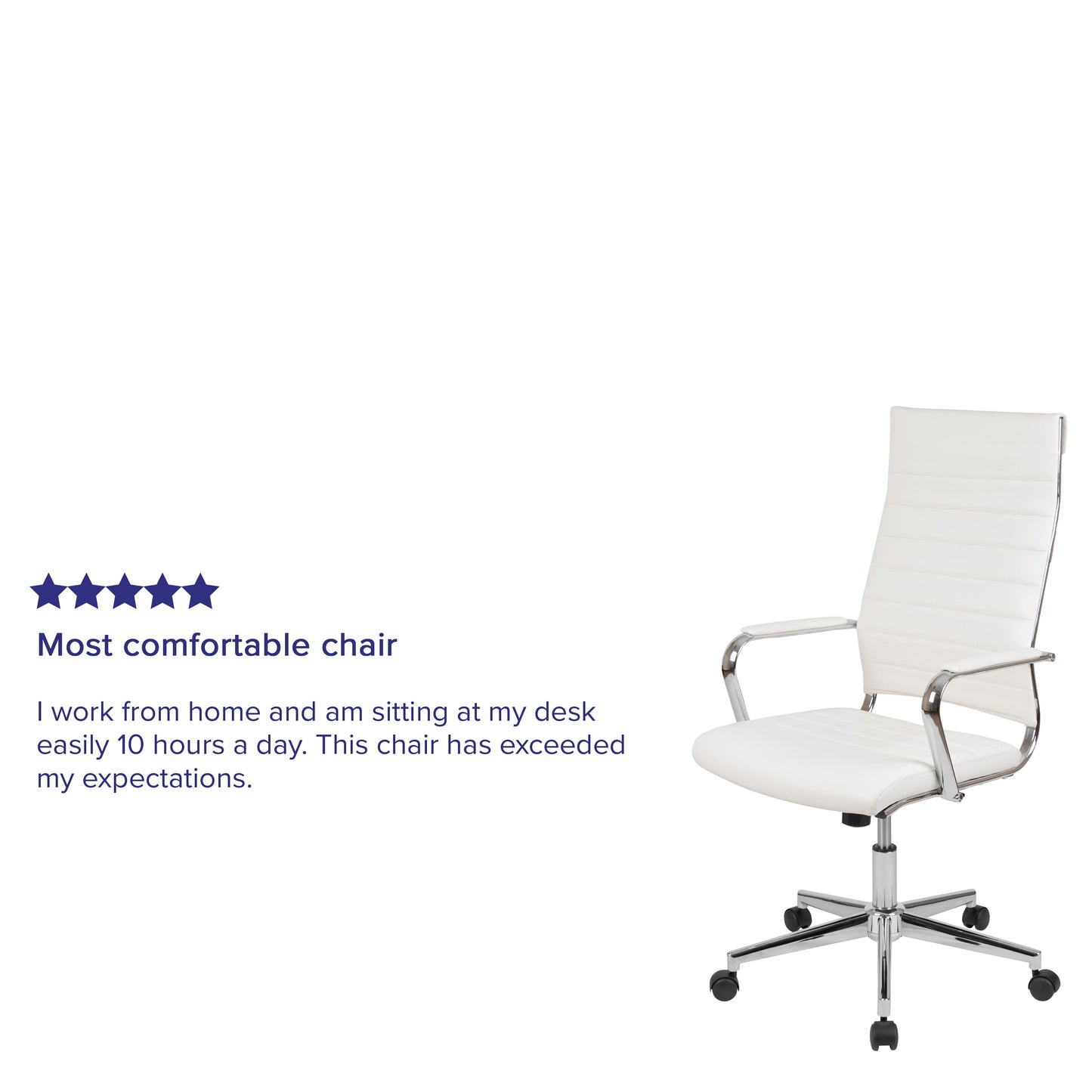 White LeatherSoft Office Chair BT-20595H-1-WH-GG