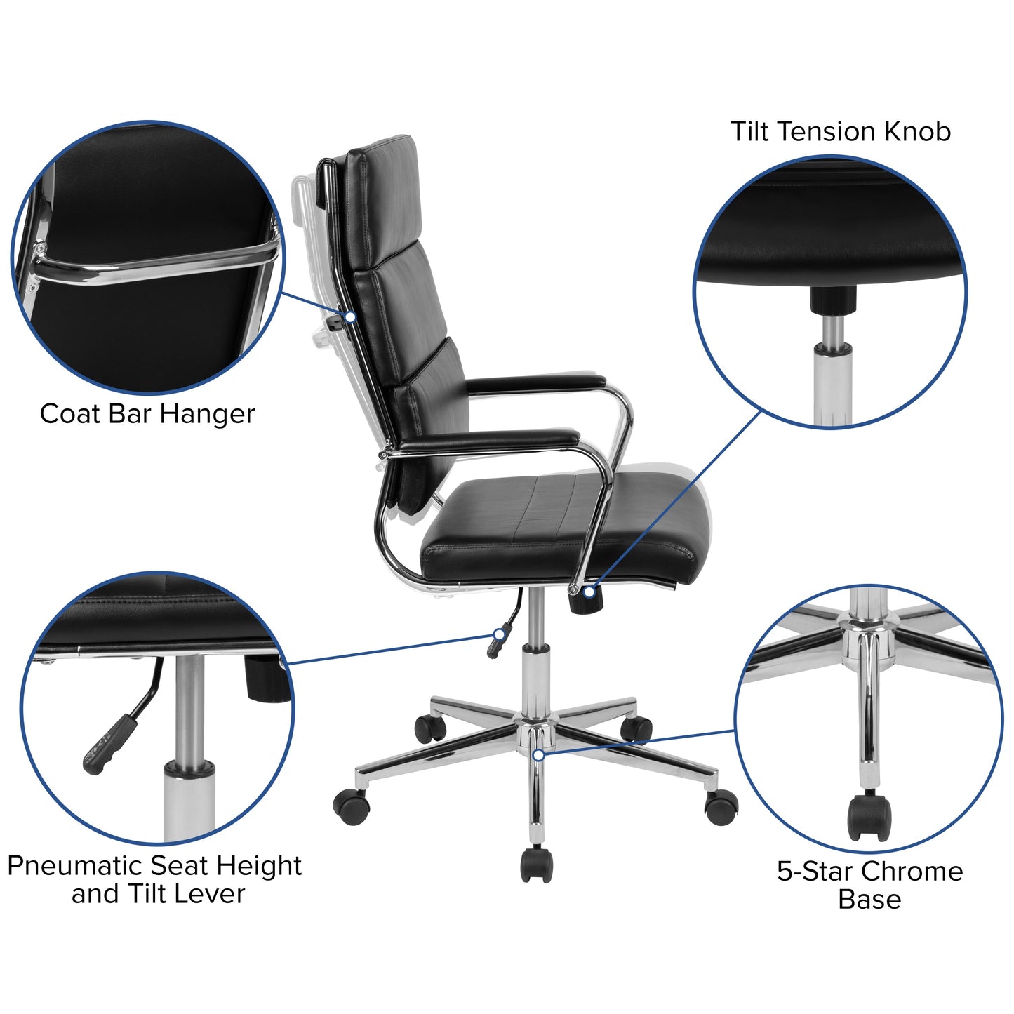 Black LeatherSoft Office Chair BT-20595H-2-BK-GG