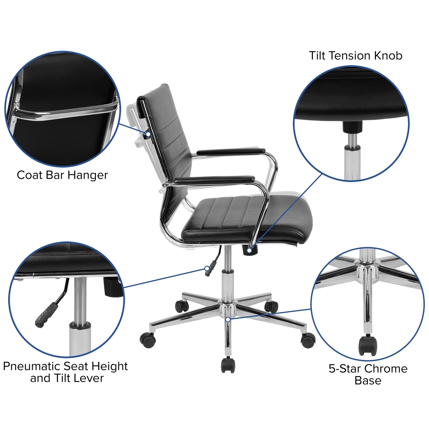 Black LeatherSoft Office Chair BT-20595M-1-BK-GG