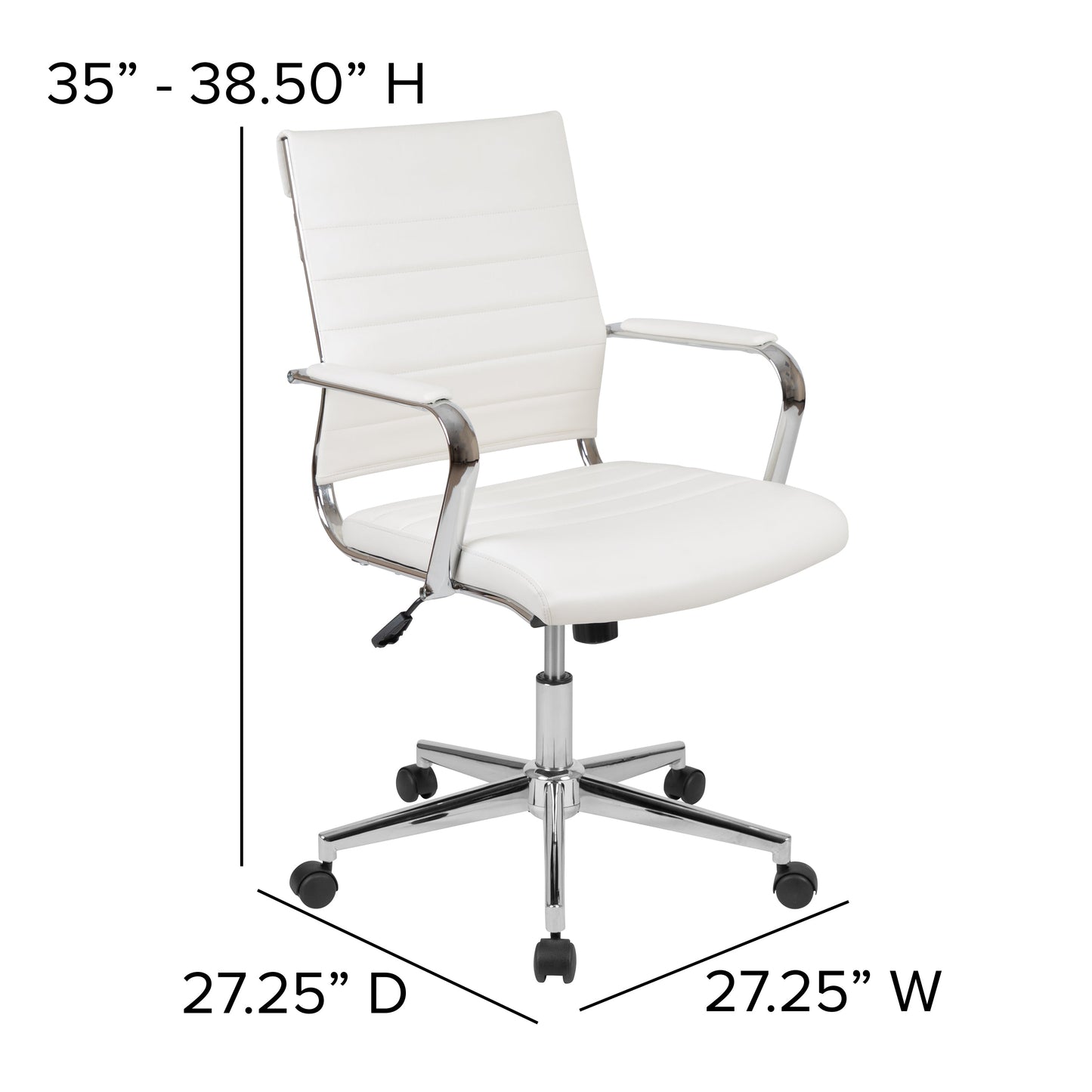 White LeatherSoft Office Chair BT-20595M-1-WH-GG