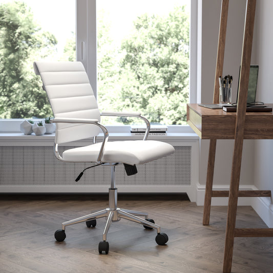 White LeatherSoft Office Chair BT-20595M-1-WH-GG