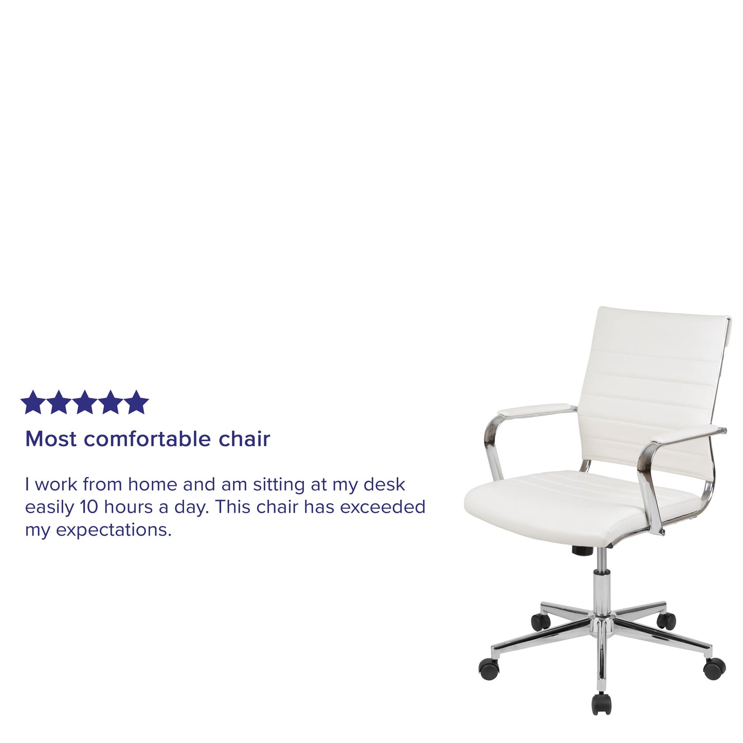 White LeatherSoft Office Chair BT-20595M-1-WH-GG