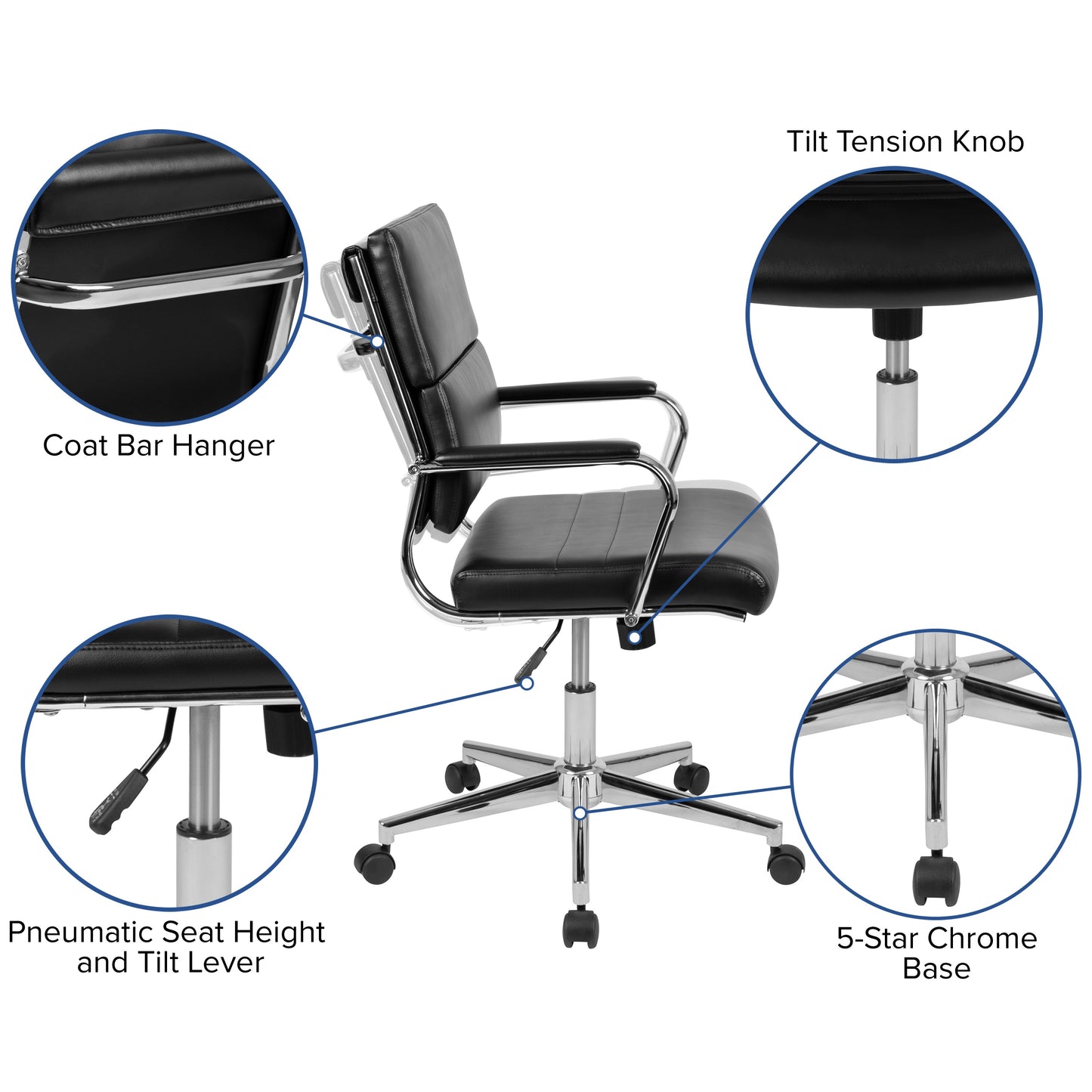 Black LeatherSoft Office Chair BT-20595M-2-BK-GG