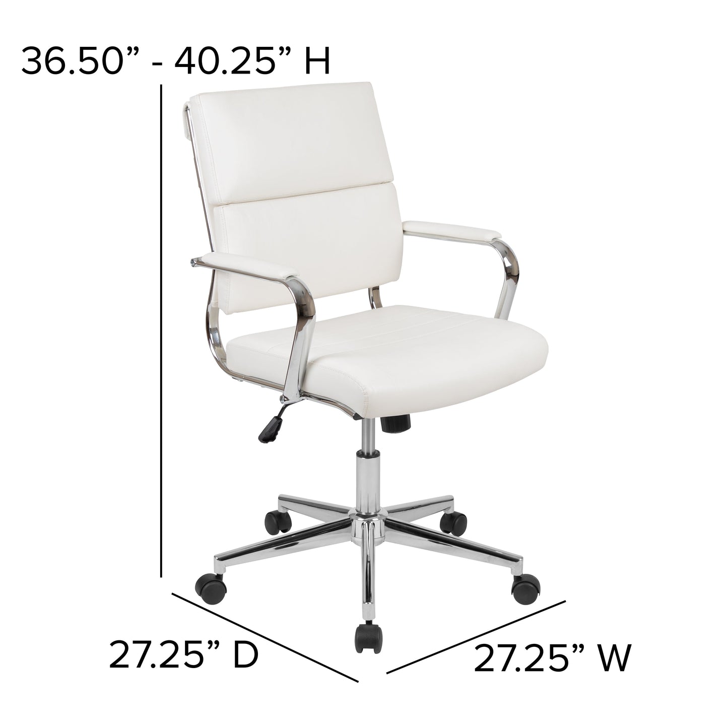 White LeatherSoft Office Chair BT-20595M-2-WH-GG