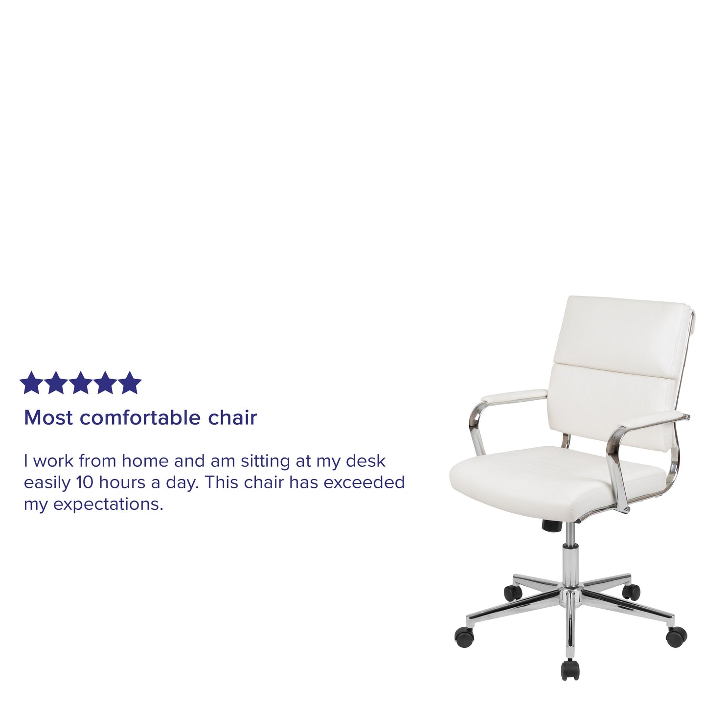 White LeatherSoft Office Chair BT-20595M-2-WH-GG