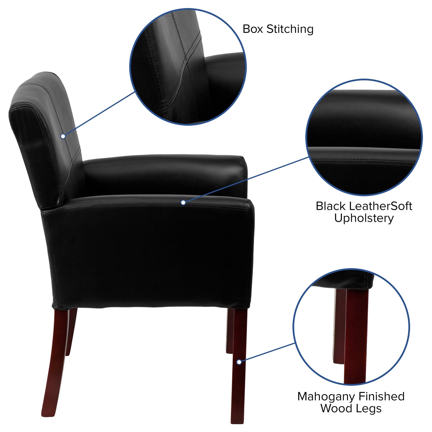 Black Leather Side Chair BT-353-BK-LEA-GG