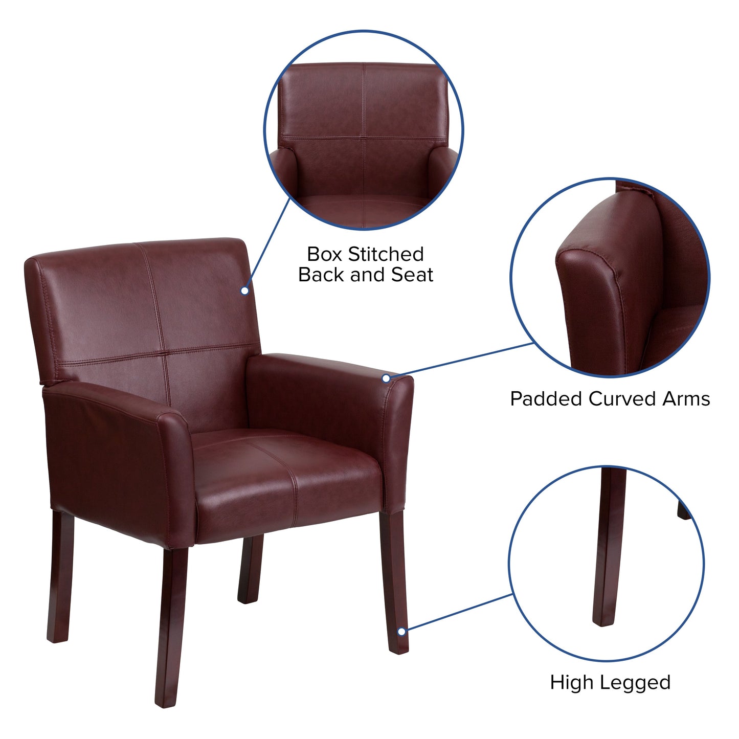 Burgundy Leather Side Chair BT-353-BURG-GG