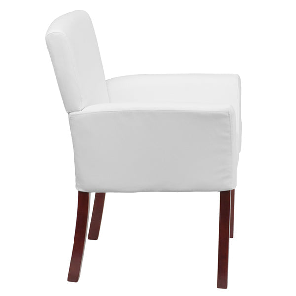 White Leather Side Chair BT-353-WH-GG