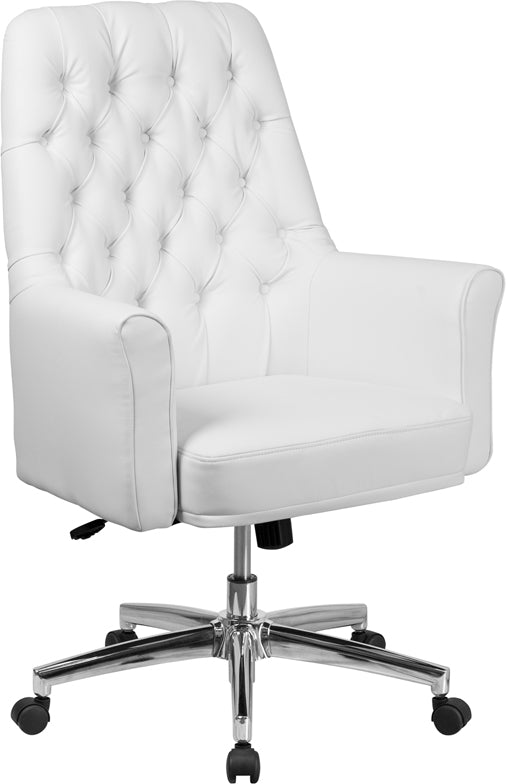 White Mid-Back Leather Chair BT-444-MID-WH-GG