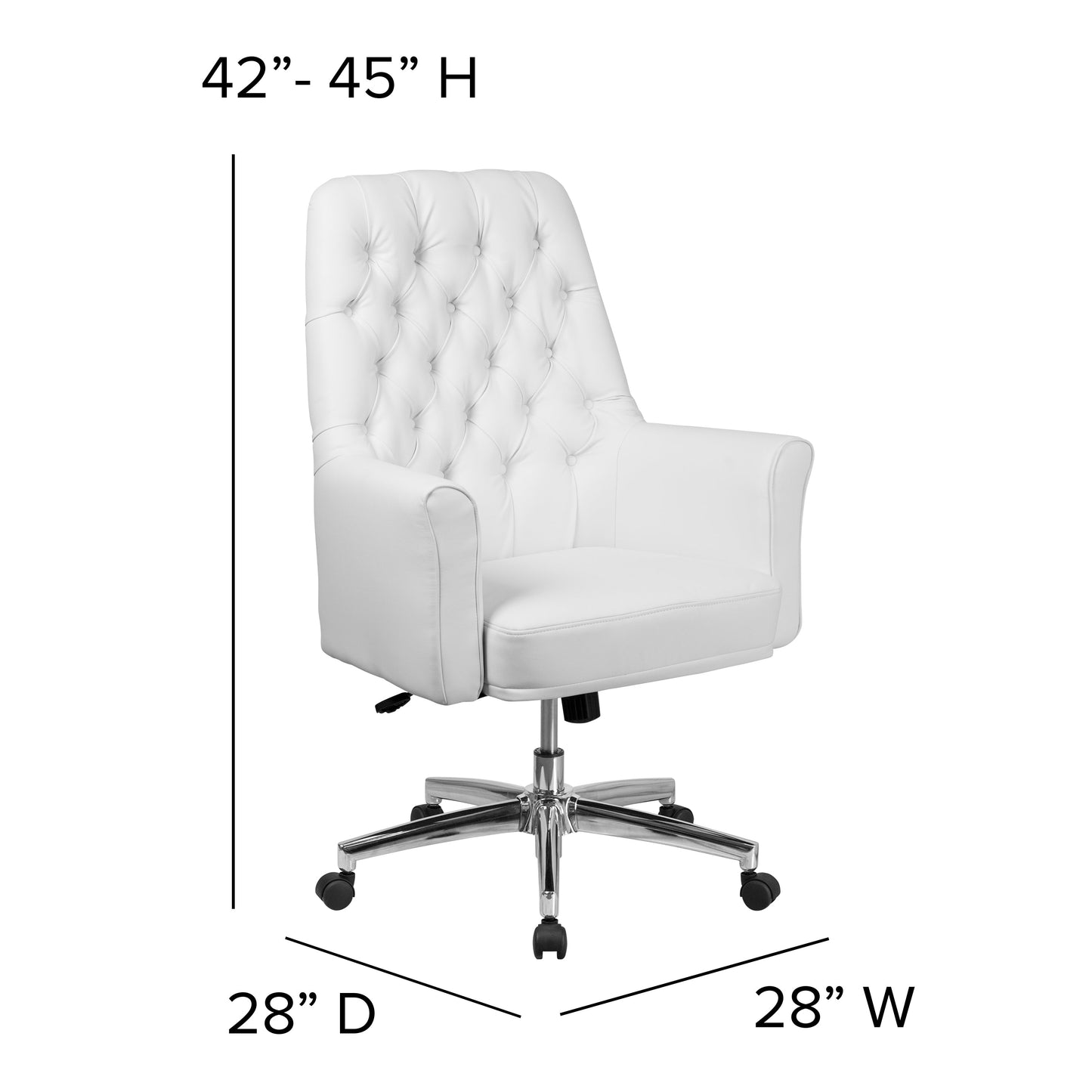 White Mid-Back Leather Chair BT-444-MID-WH-GG