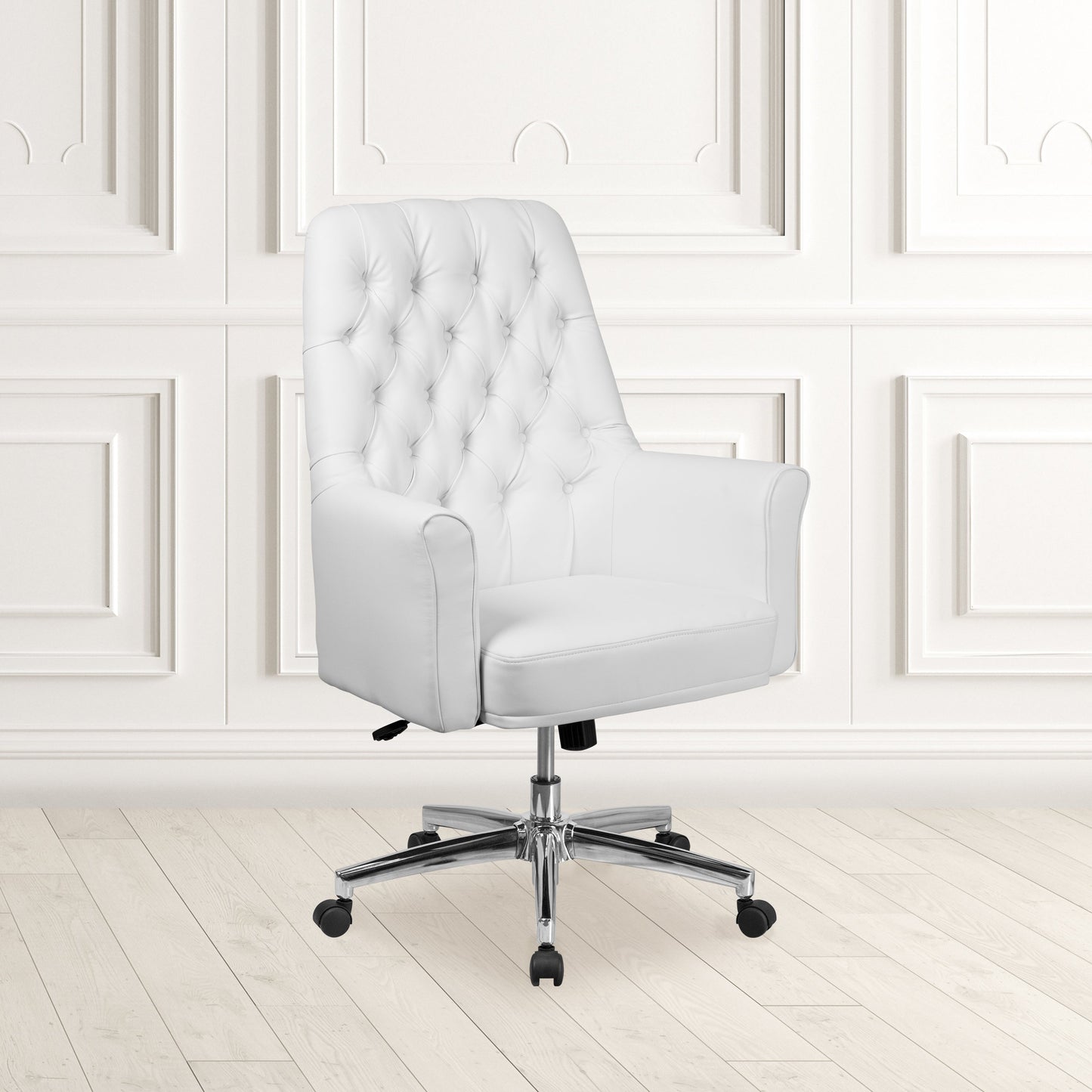 White Mid-Back Leather Chair BT-444-MID-WH-GG