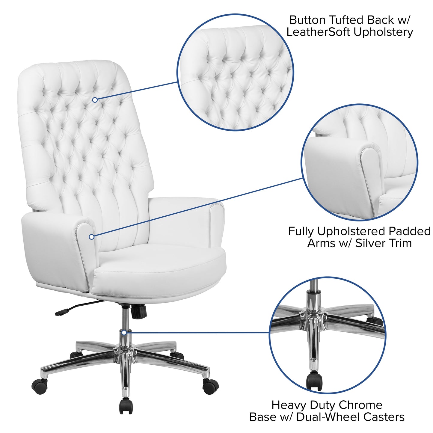 White High Back Leather Chair BT-444-WH-GG