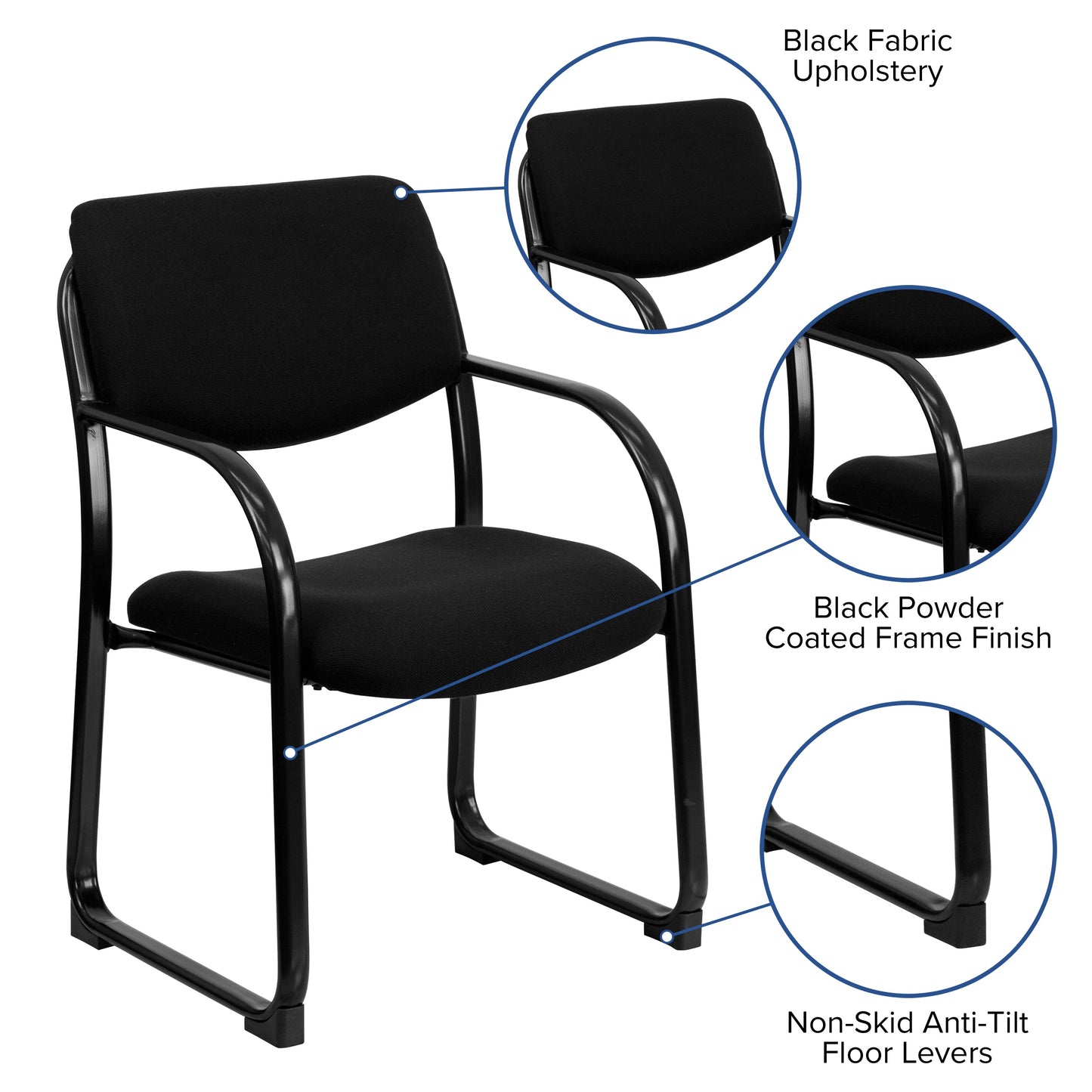 Black Fabric Side Chair BT-508-BK-GG