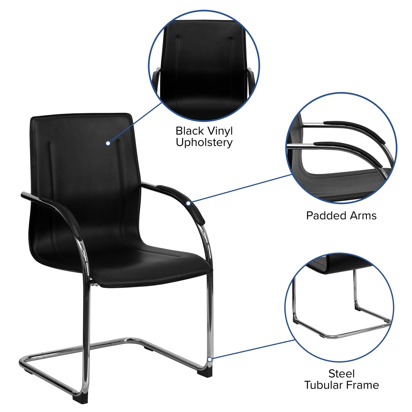 Black Vinyl Side Chair BT-509-BK-GG