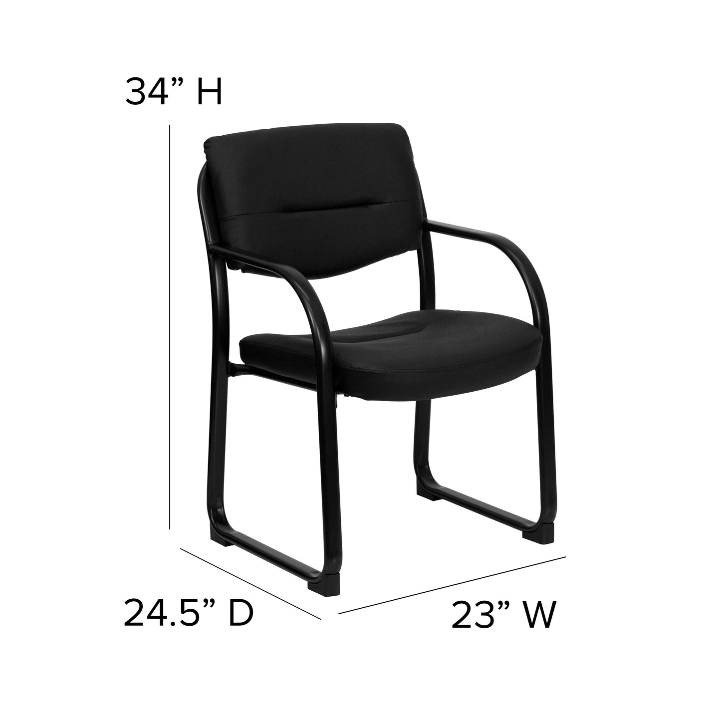 Black Leather Side Chair BT-510-LEA-BK-GG