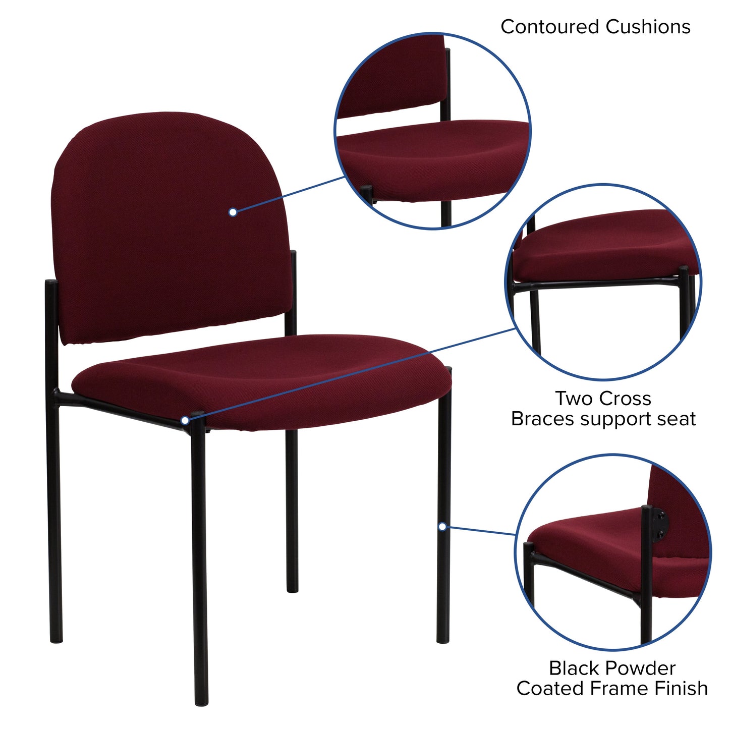 Burgundy Fabric Stack Chair BT-515-1-BY-GG