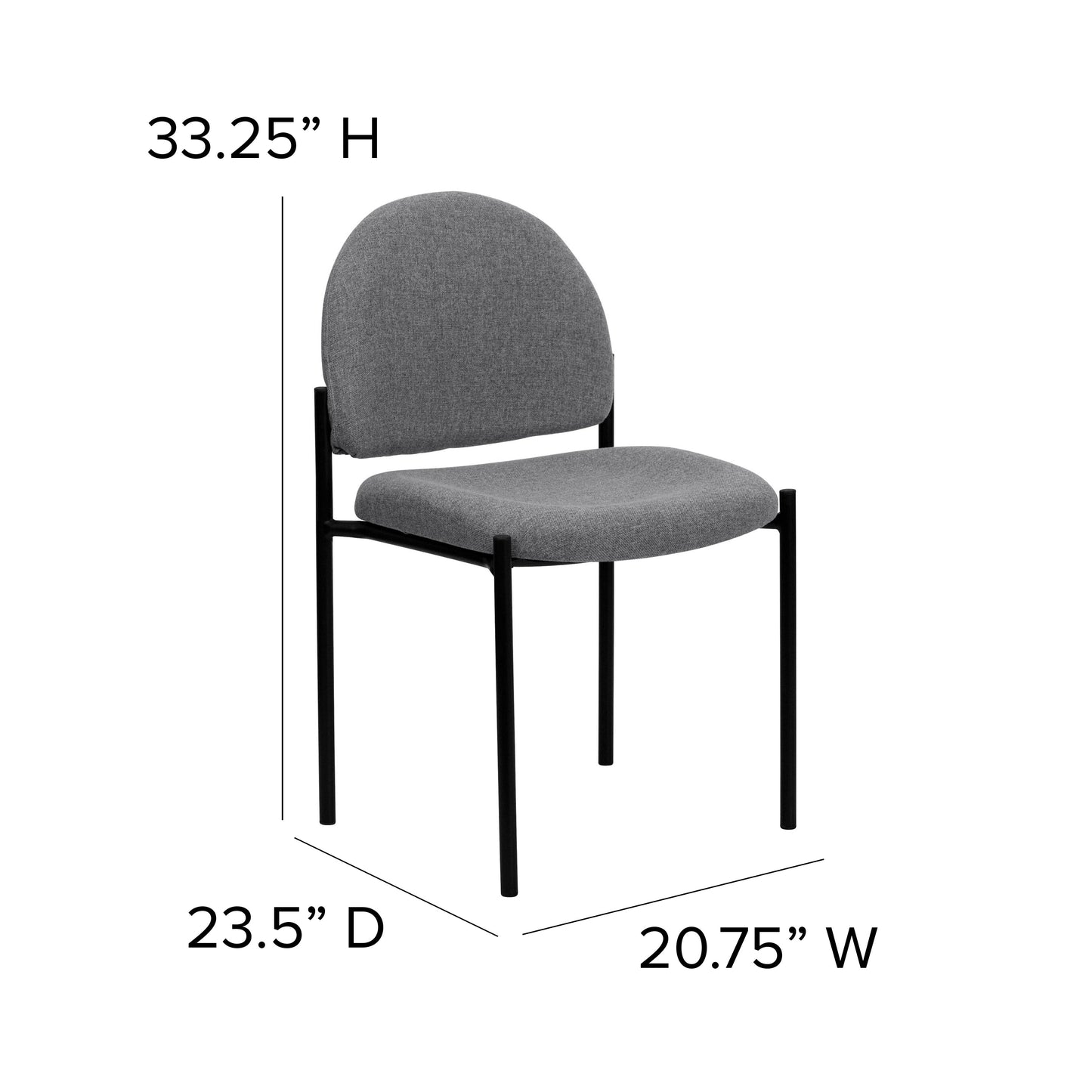 Gray Fabric Stack Chair BT-515-1-GY-GG