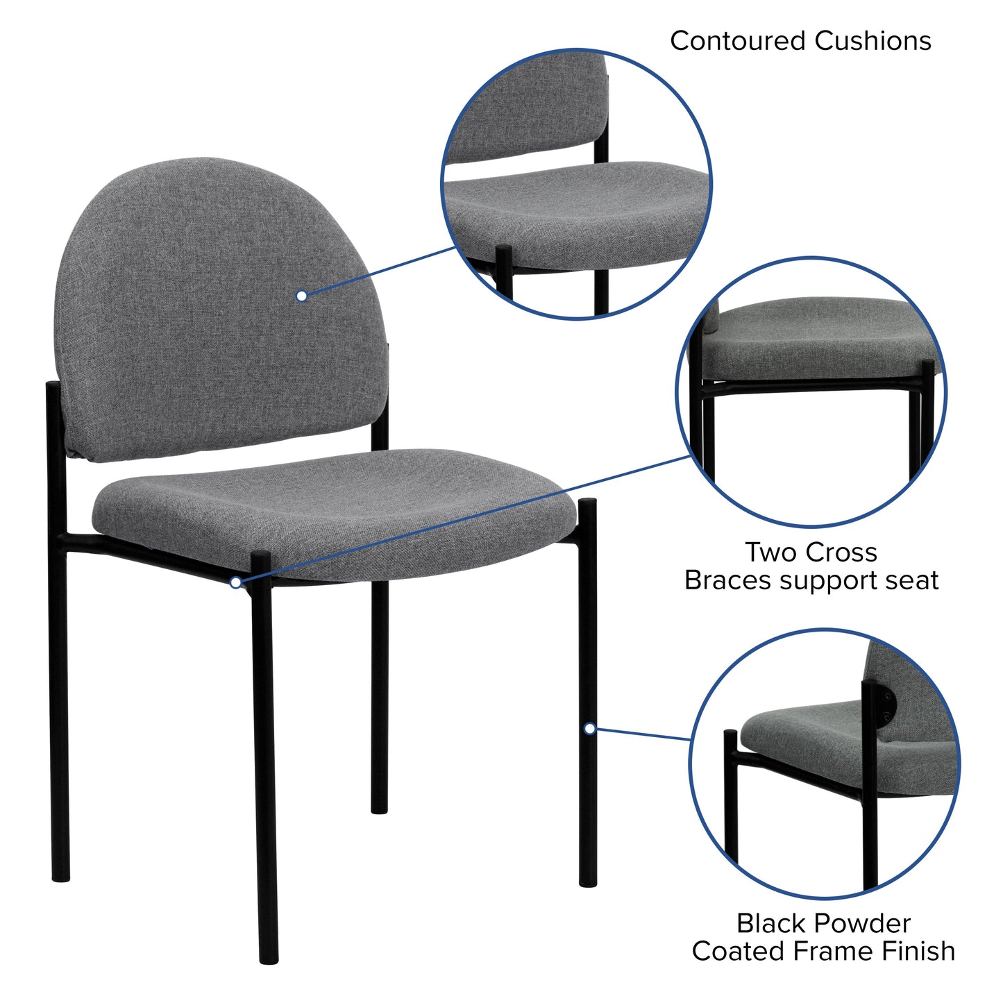 Gray Fabric Stack Chair BT-515-1-GY-GG