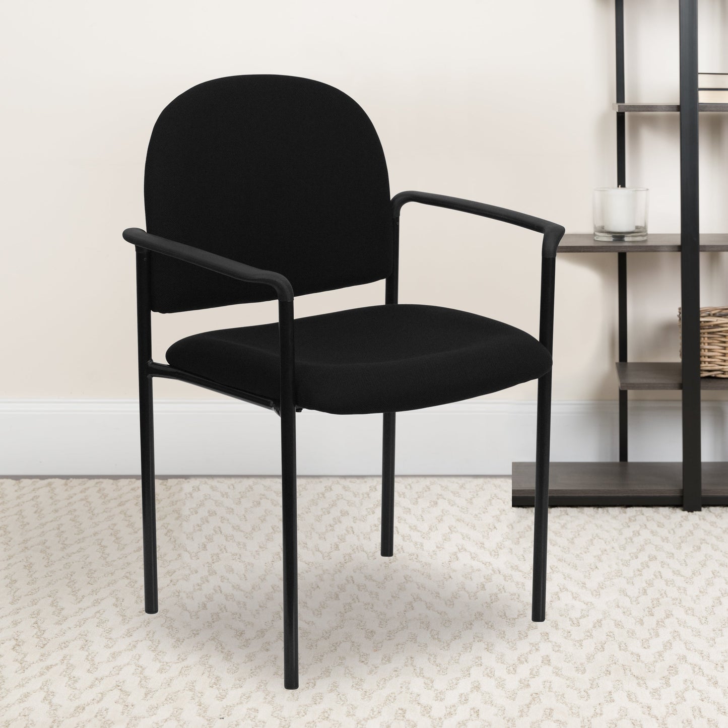 Black Fabric Stack Chair BT-516-1-BK-GG