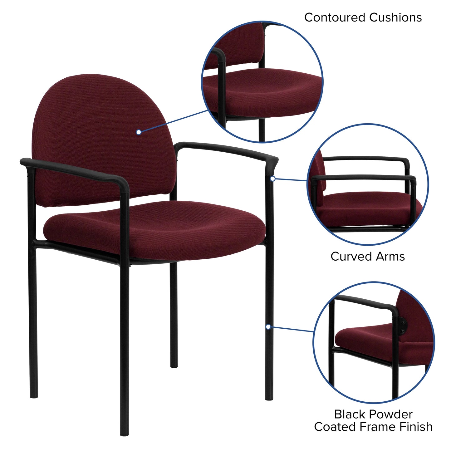 Burgundy Fabric Stack Chair BT-516-1-BY-GG