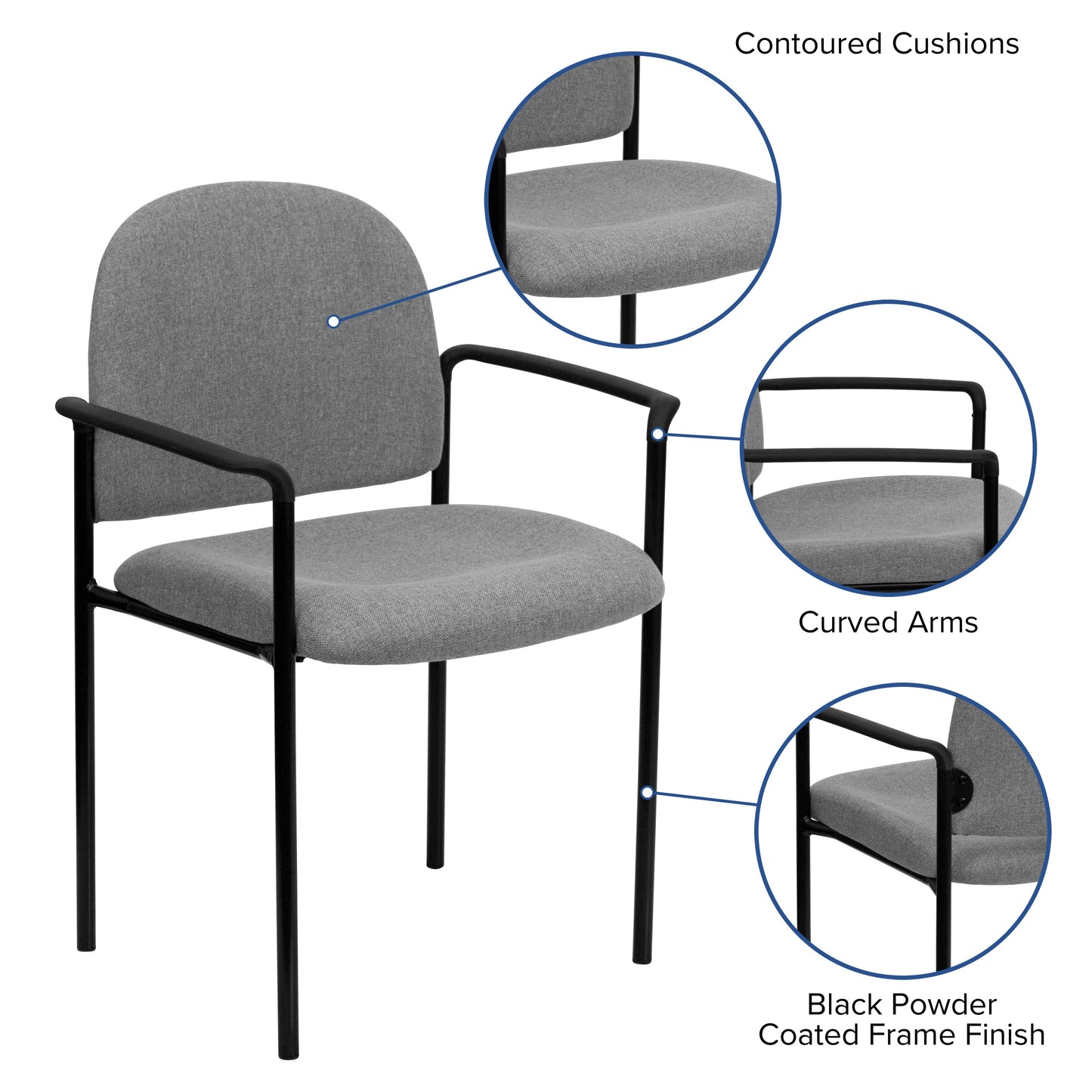 Gray Fabric Stack Chair BT-516-1-GY-GG