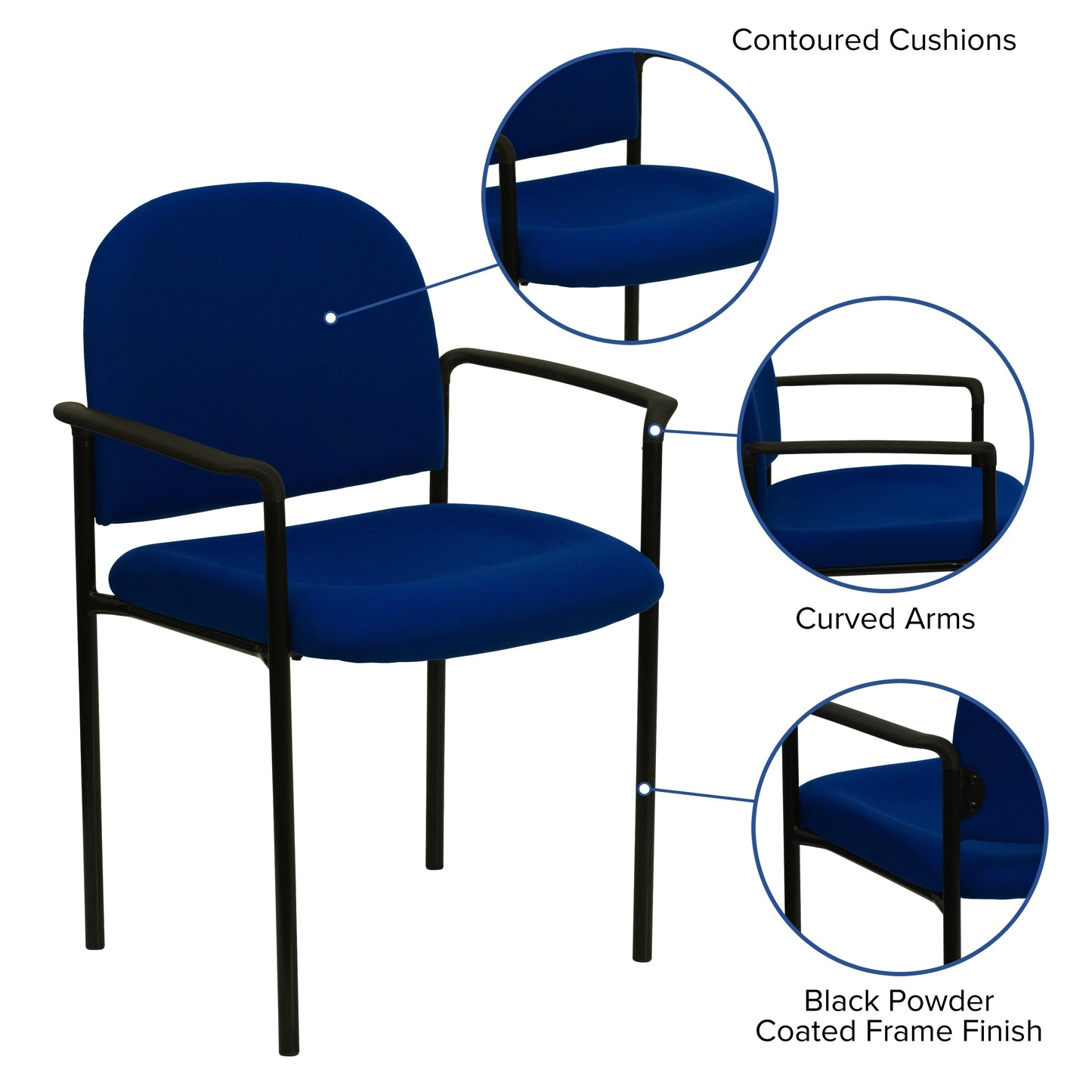 Navy Fabric Stack Chair BT-516-1-NVY-GG