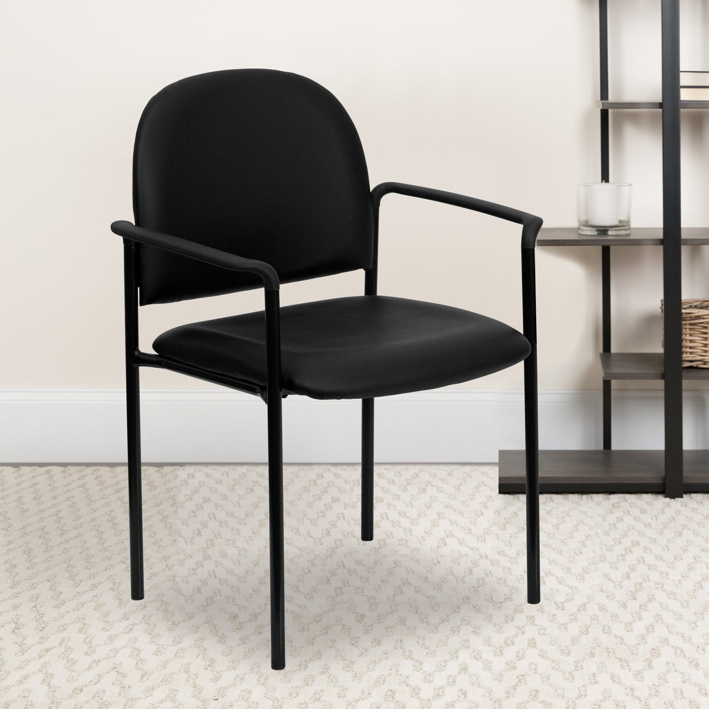 Black Vinyl Stack Chair BT-516-1-VINYL-GG