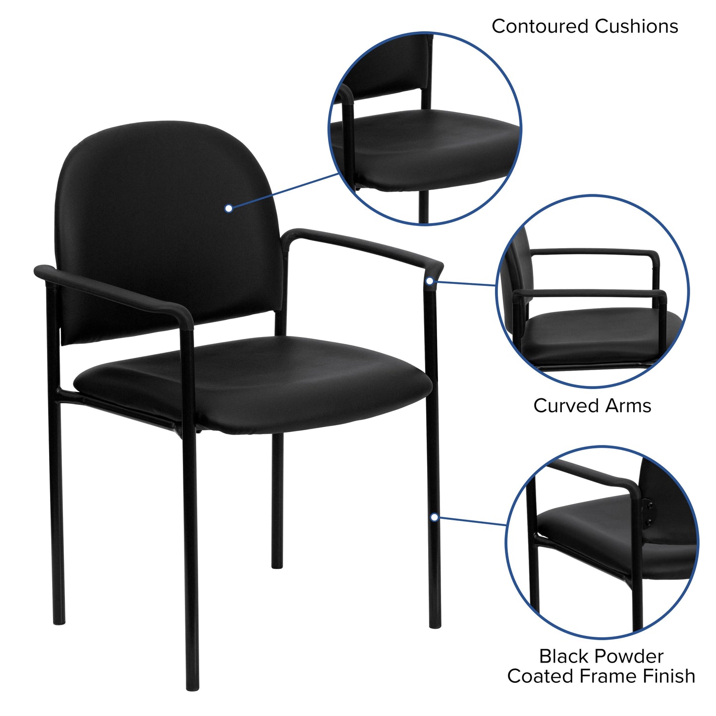 Black Vinyl Stack Chair BT-516-1-VINYL-GG