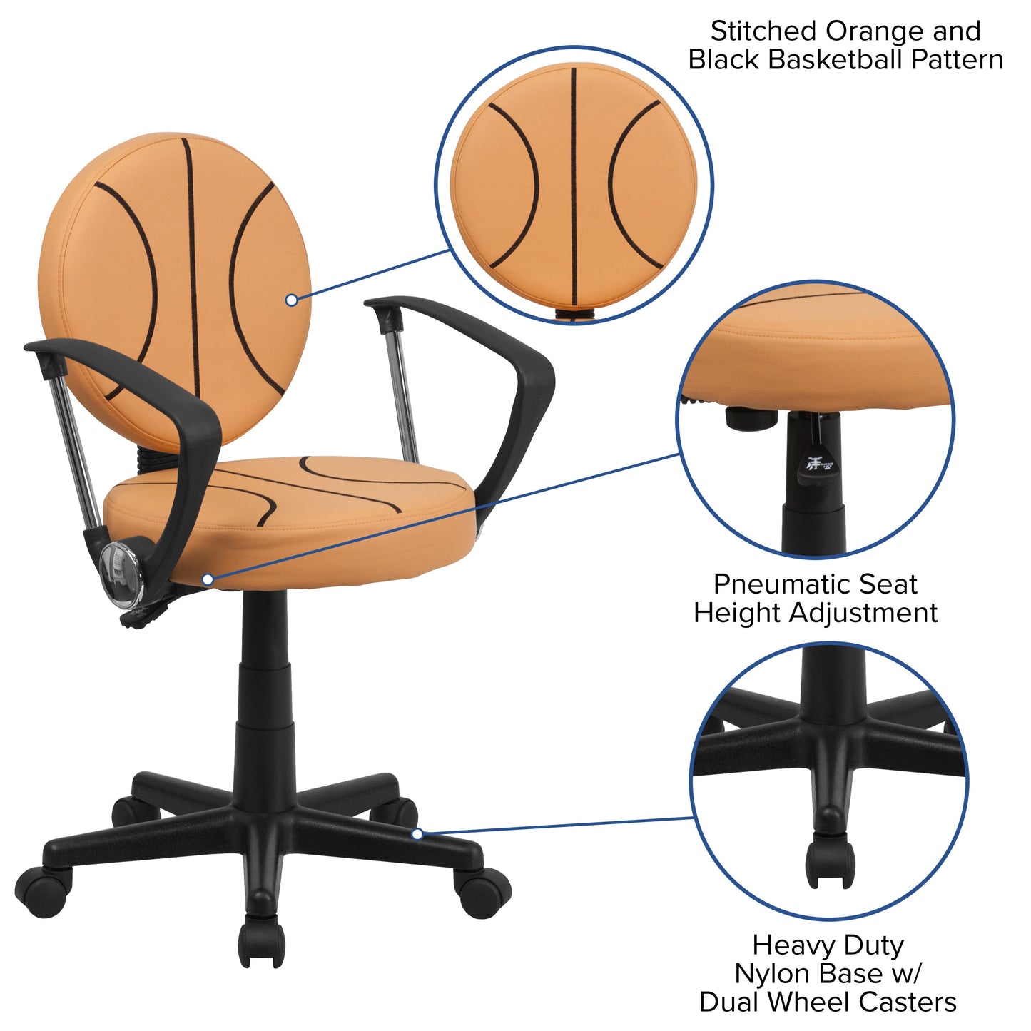 Basketball Mid-Back Task Chair BT-6178-BASKET-A-GG