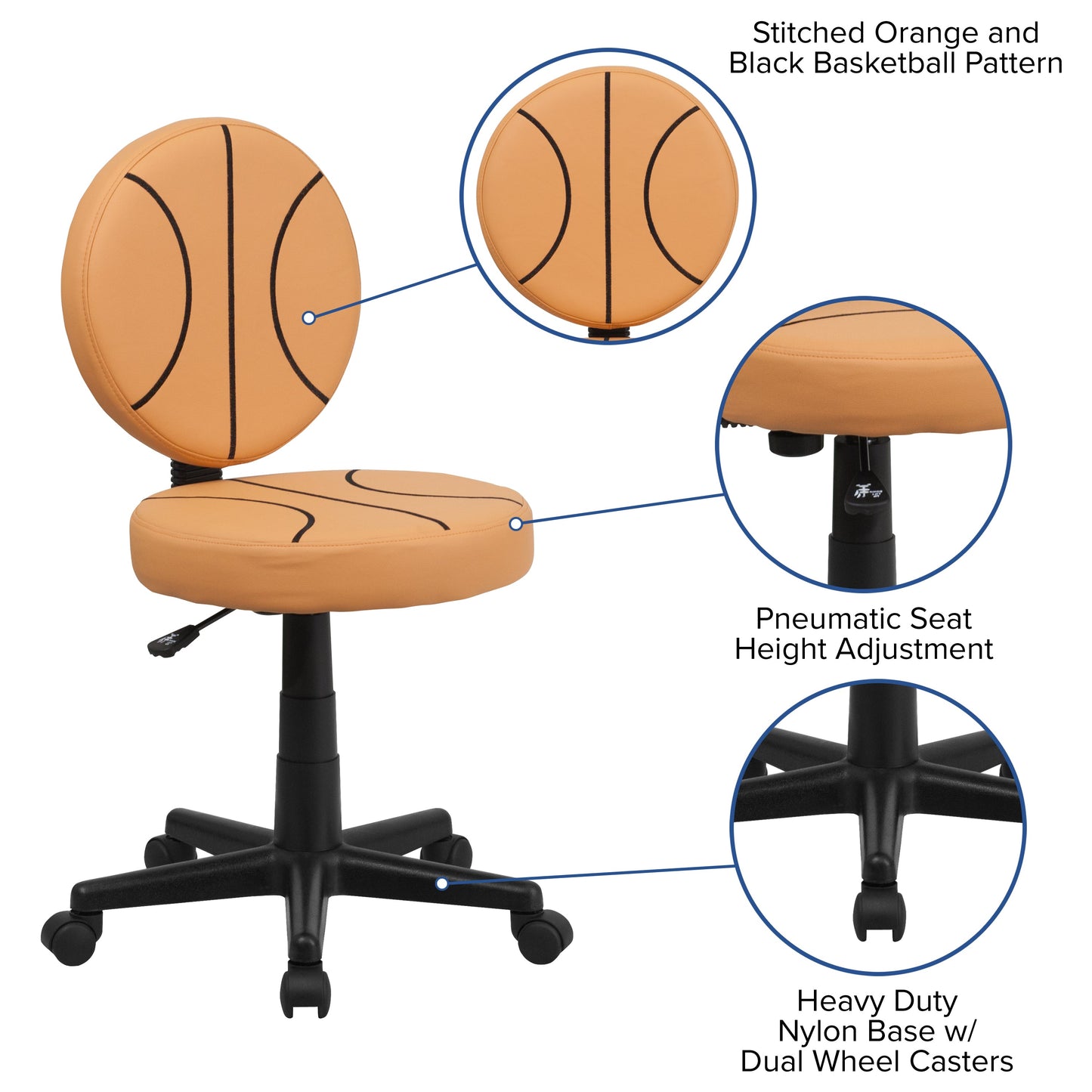 Basketball Mid-Back Task Chair BT-6178-BASKET-GG