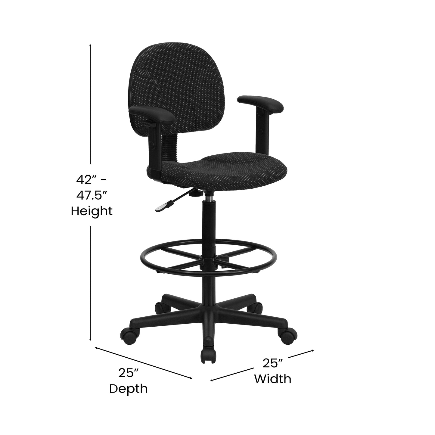 Black Fabric Draft Chair BT-659-BLK-ARMS-GG