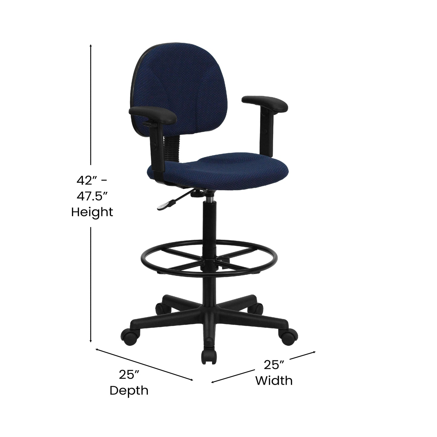 Navy Fabric Draft Chair BT-659-NVY-ARMS-GG