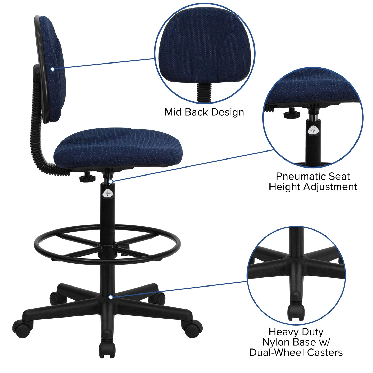 Navy Fabric Draft Chair BT-659-NVY-GG