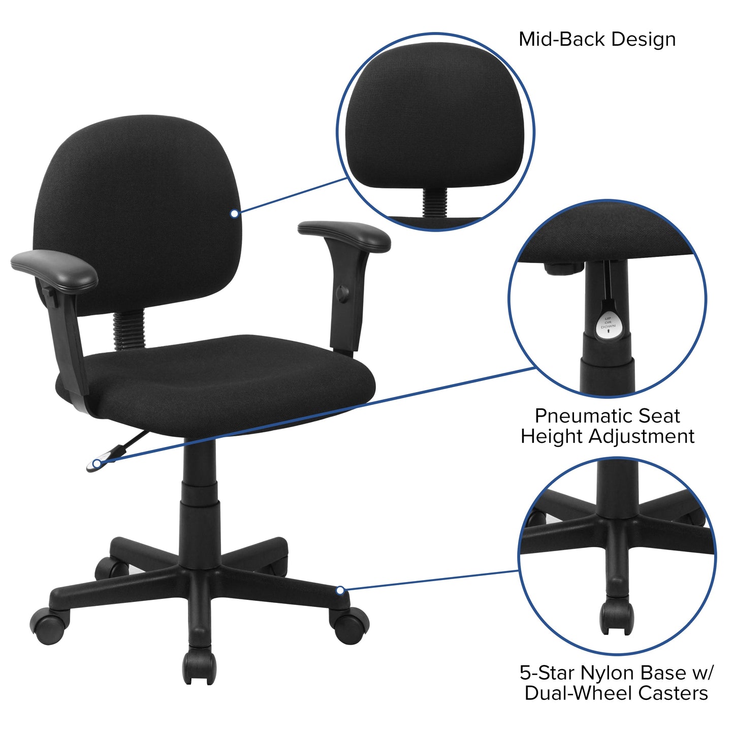 Black Mid-Back Task Chair BT-660-1-BK-GG