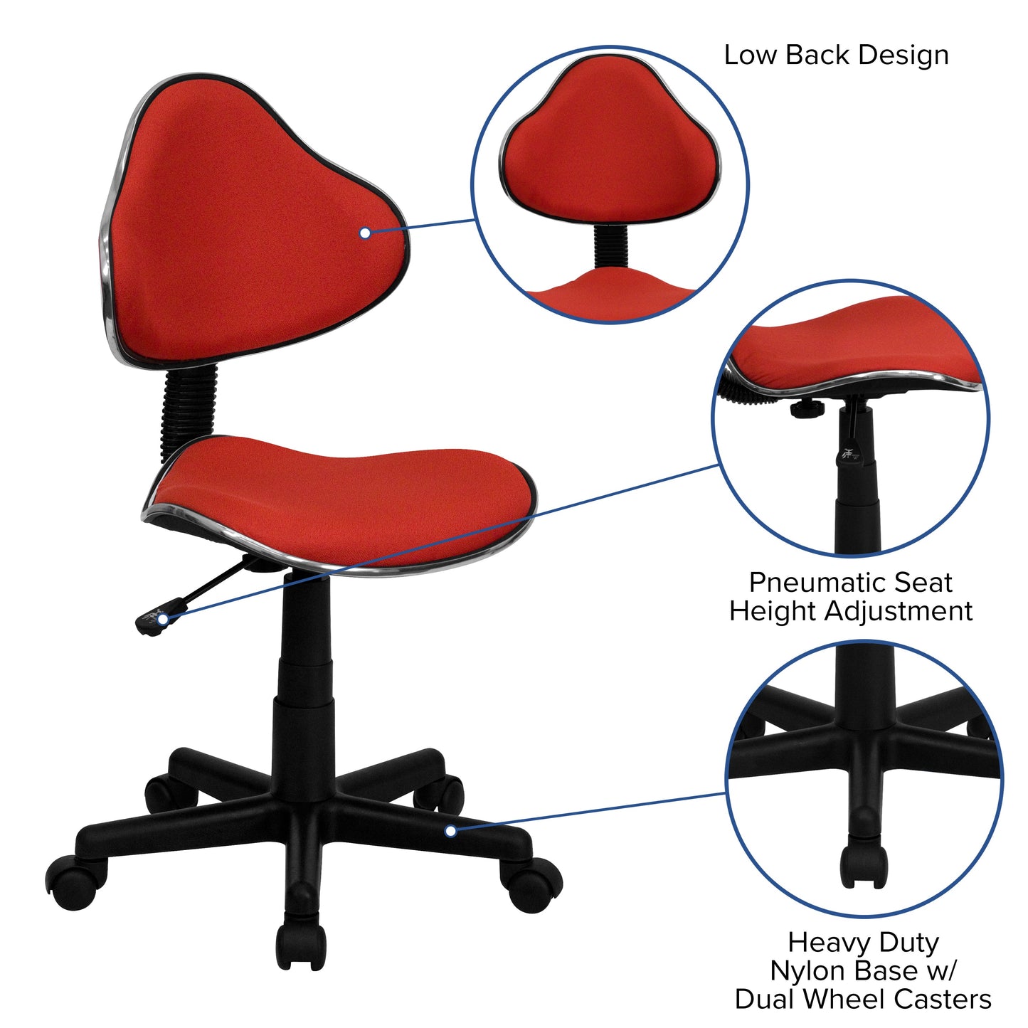 Red Low Back Task Chair BT-699-RED-GG