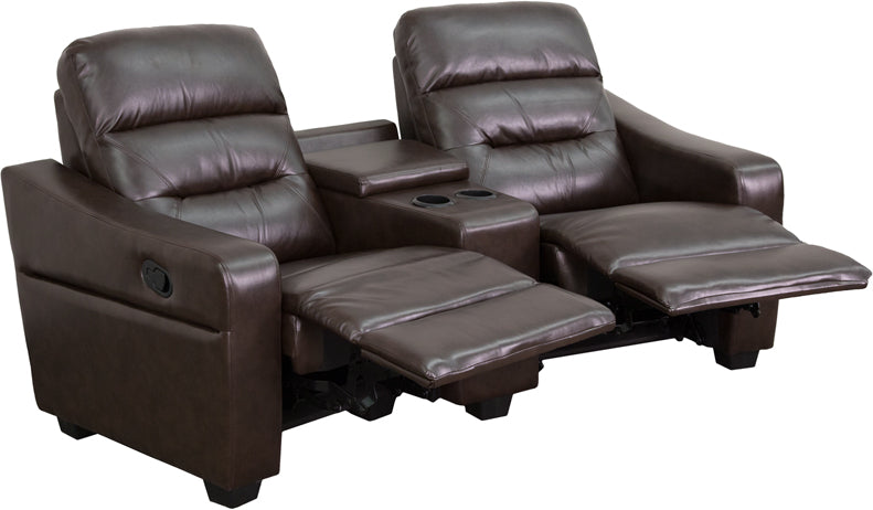 Brown Leather Theater - 2 Seat BT-70380-2-BRN-GG