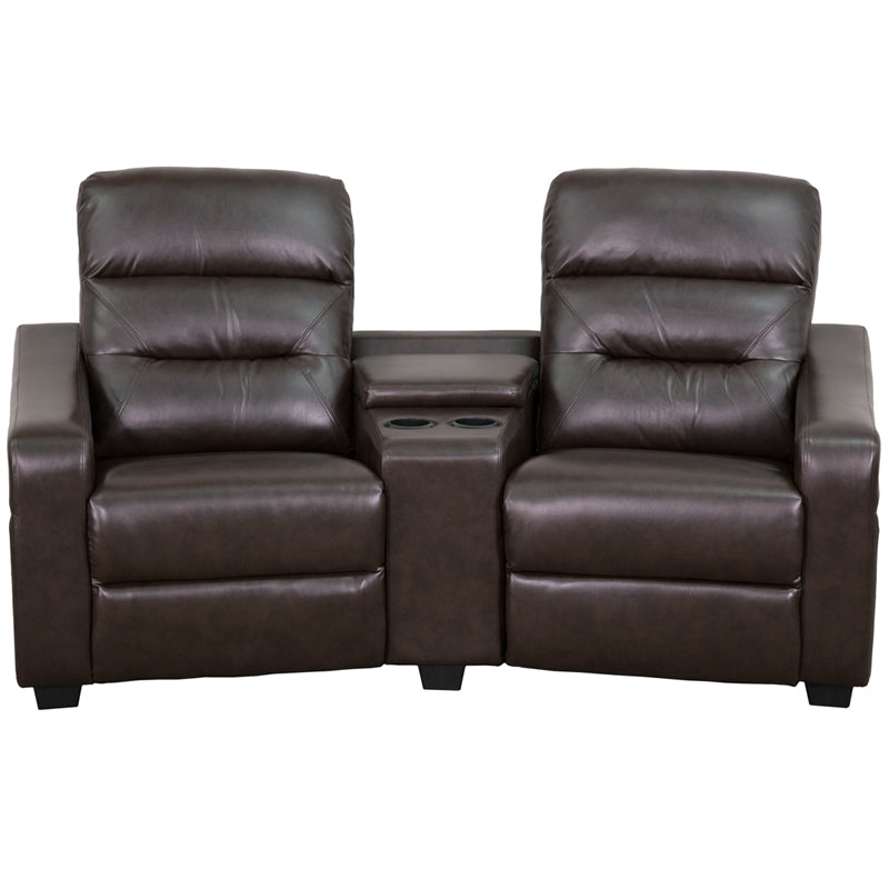 Brown Leather Theater - 2 Seat BT-70380-2-BRN-GG