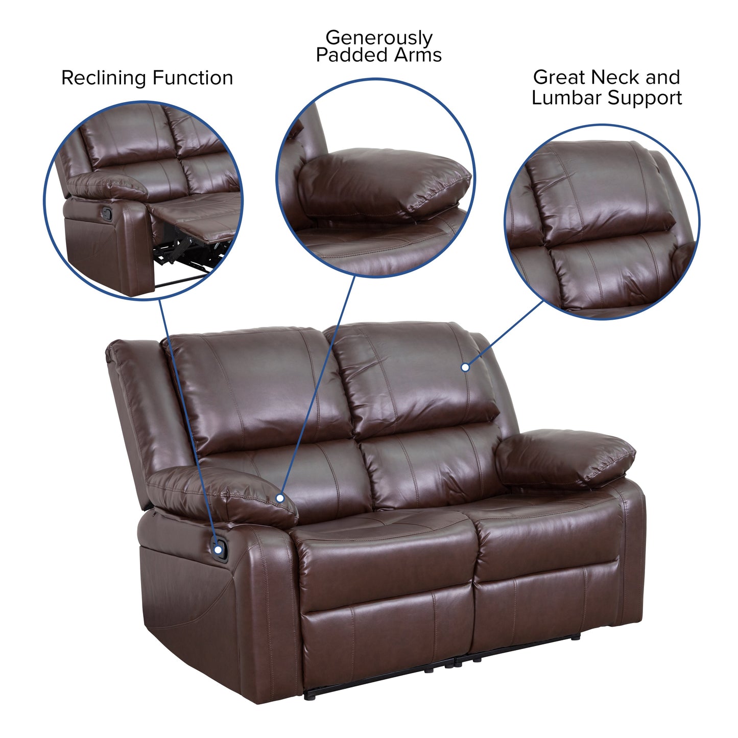 Brown Leather Recline Loveseat BT-70597-LS-BN-GG