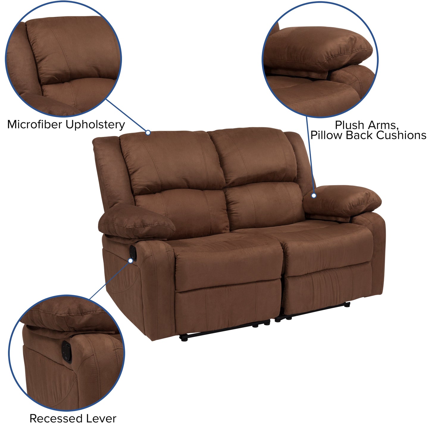 BN Microfiber Recline Loveseat BT-70597-LS-BN-MIC-GG