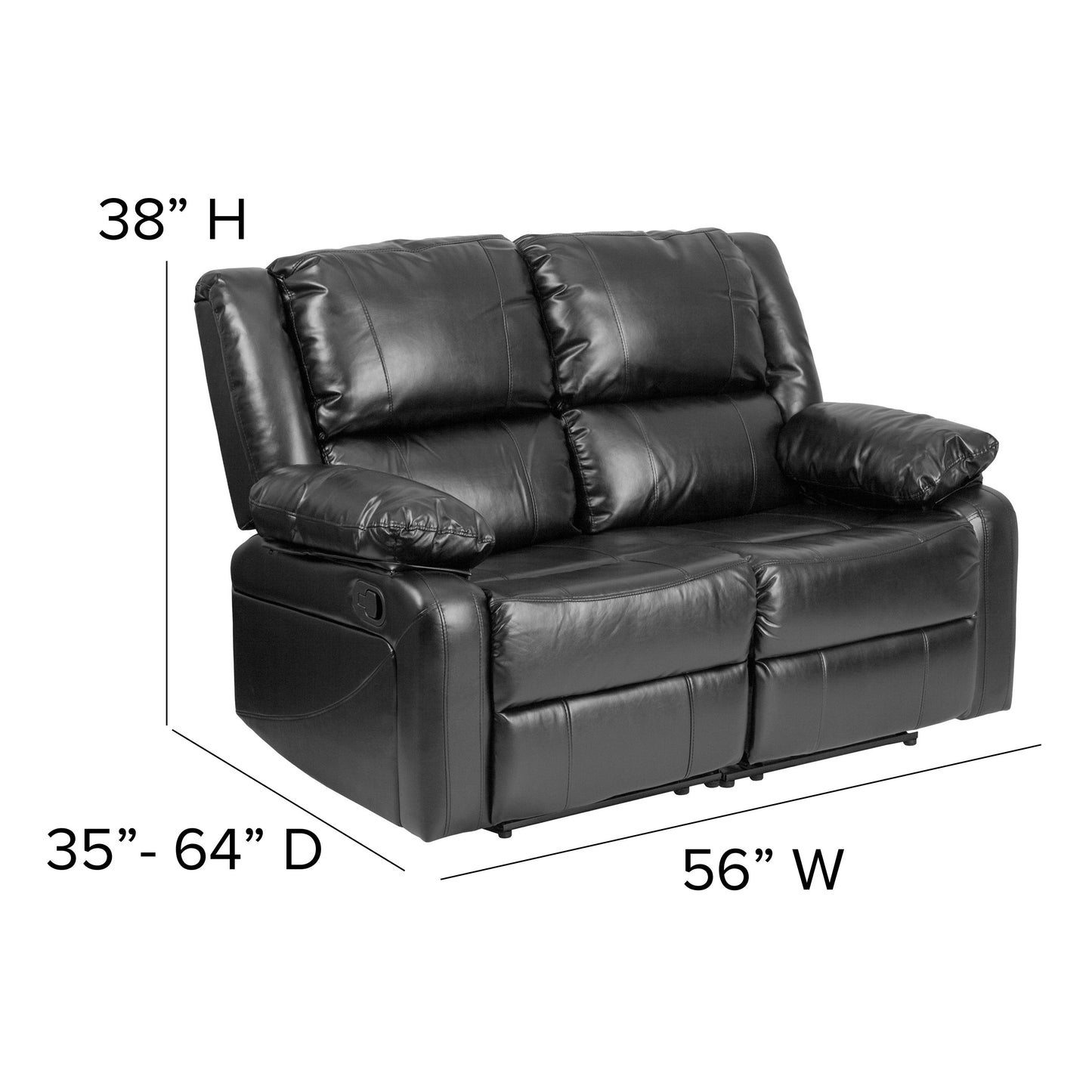 Black Leather Recline Loveseat BT-70597-LS-GG