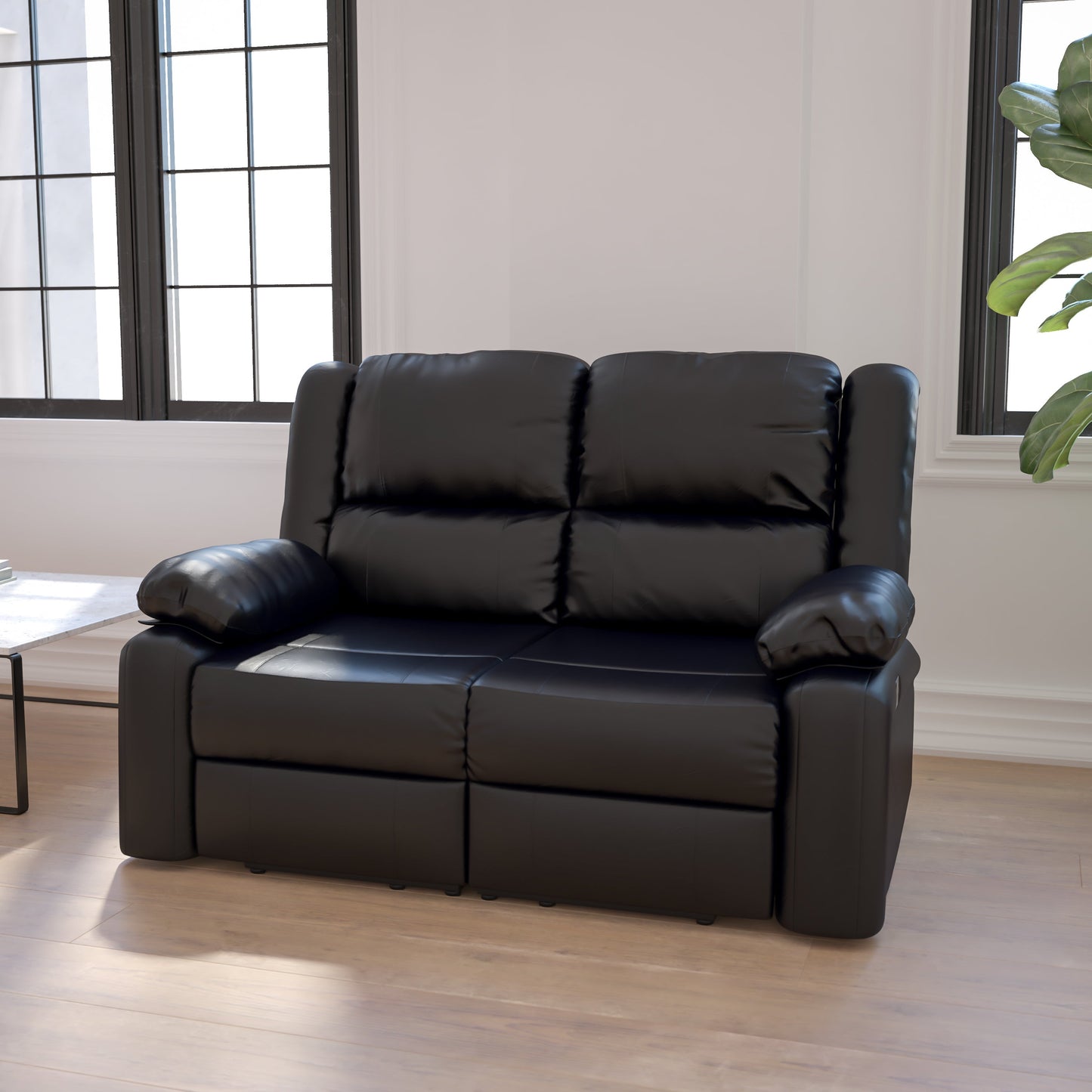 Black Leather Recline Loveseat BT-70597-LS-GG