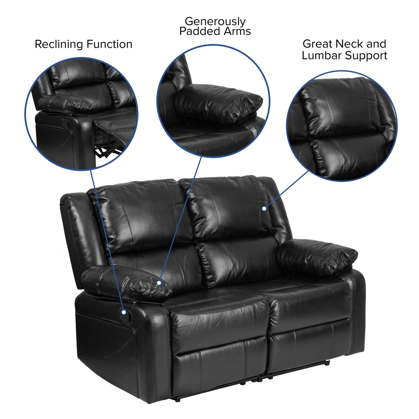 Black Leather Recline Loveseat BT-70597-LS-GG