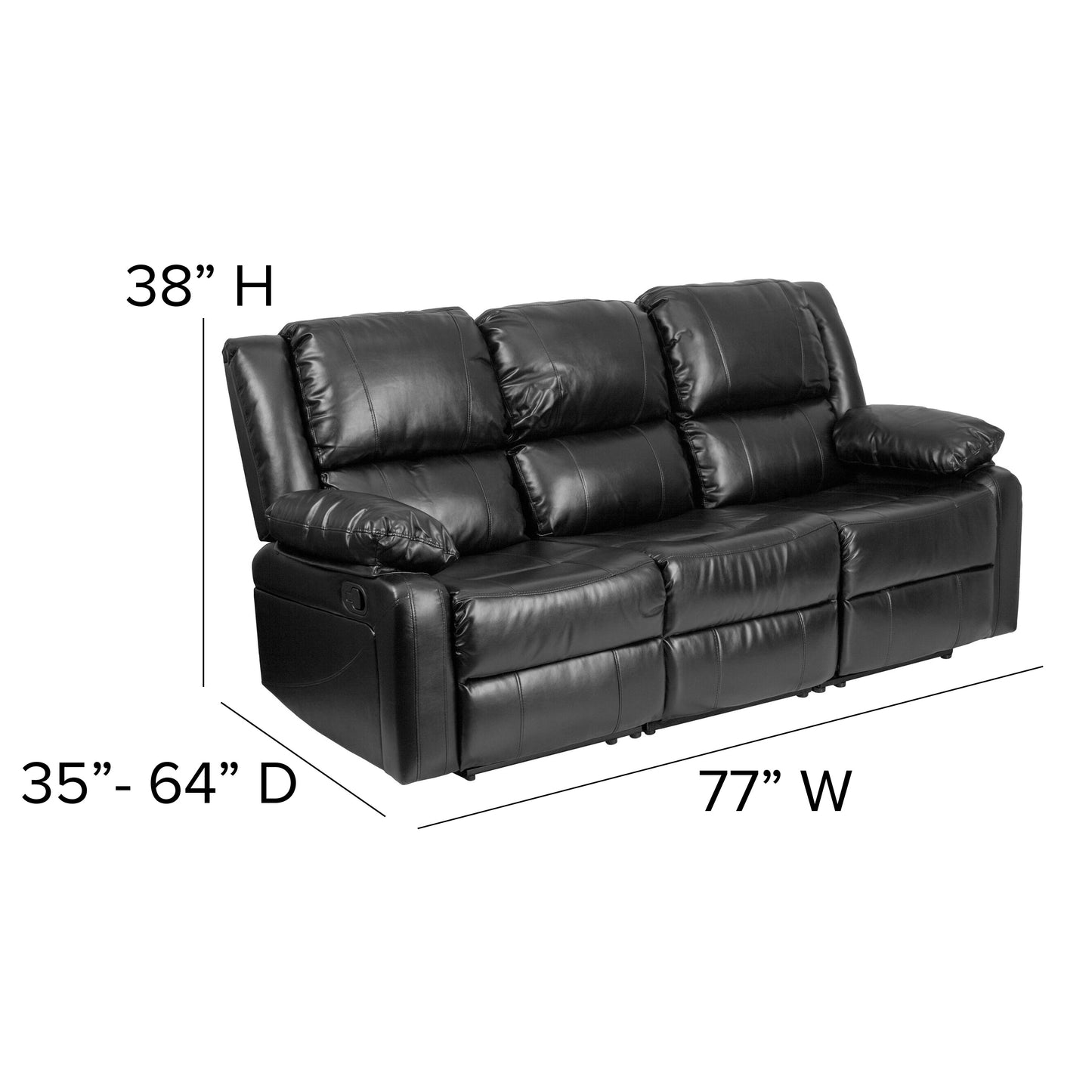 Black Leather Recliner Sofa BT-70597-SOF-GG