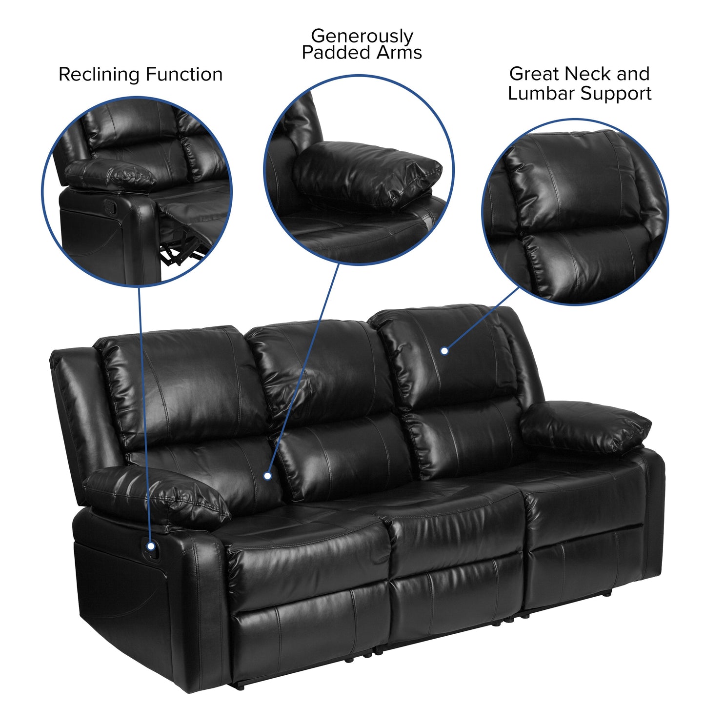 Black Leather Recliner Sofa BT-70597-SOF-GG