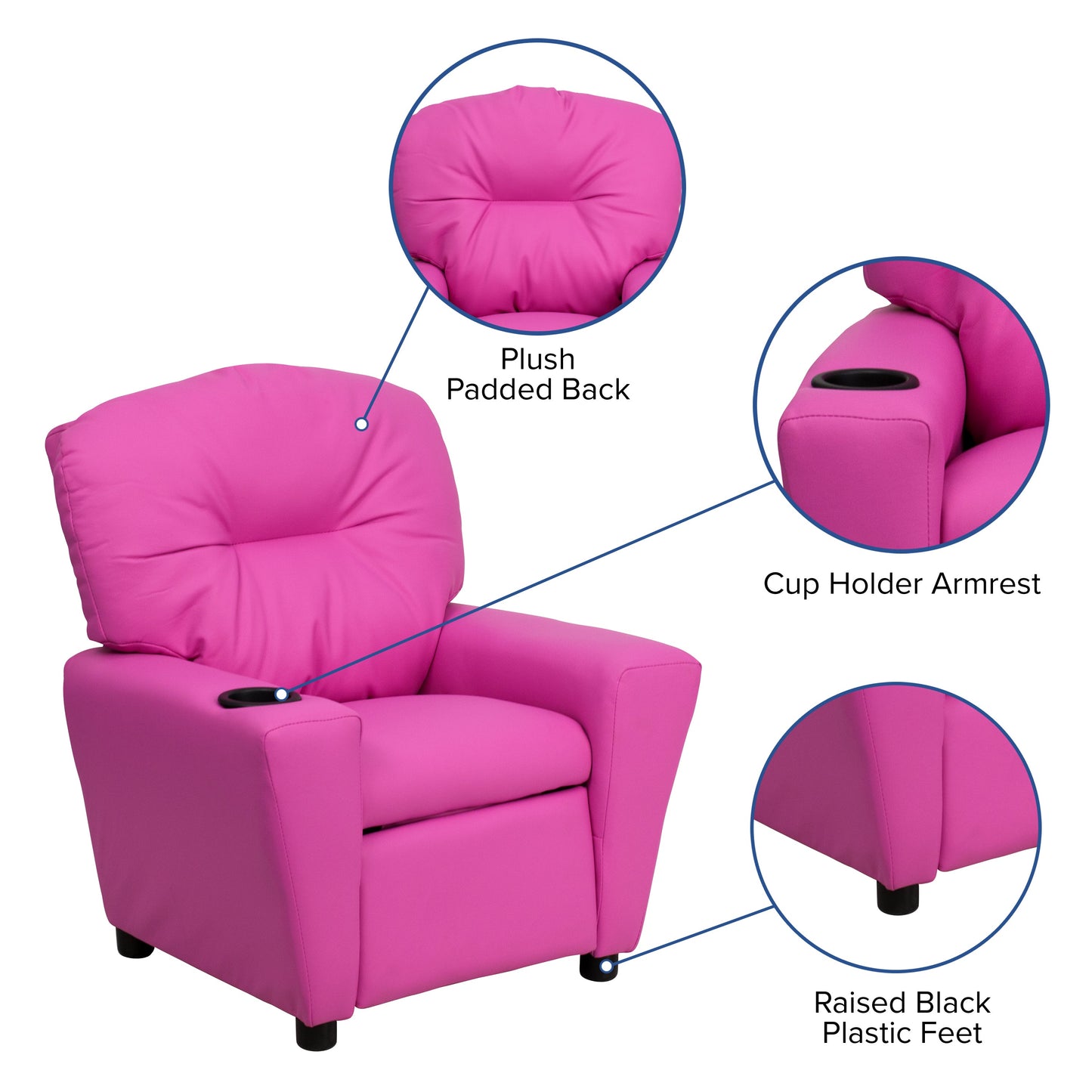 Hot Pink Vinyl Kids Recliner BT-7950-KID-HOT-PINK-GG