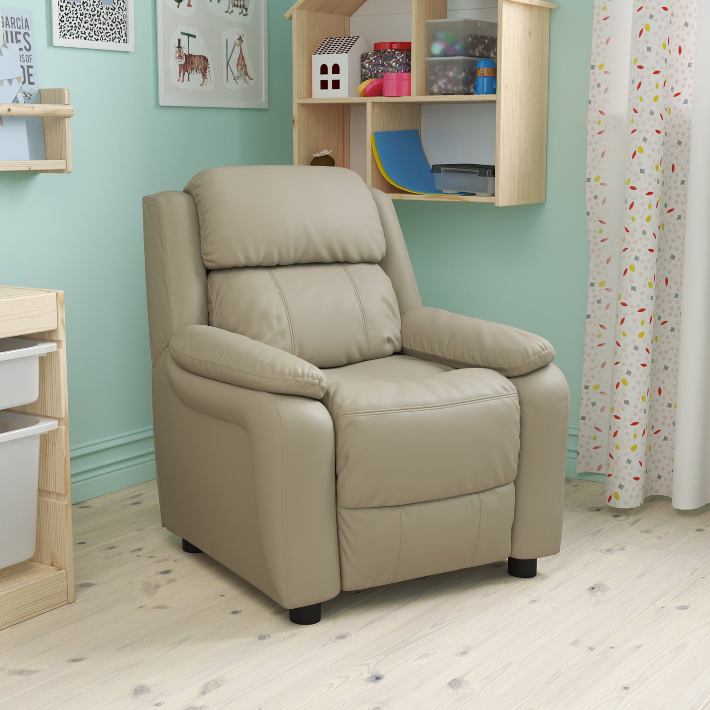 Beige Vinyl Kids Recliner BT-7985-KID-BGE-GG