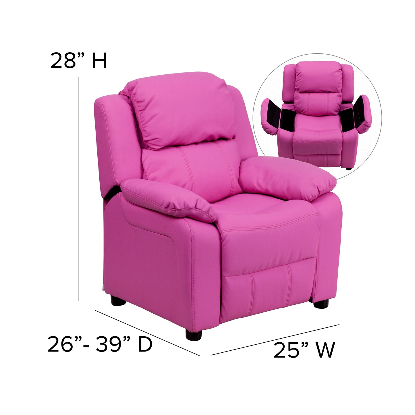 Hot Pink Vinyl Kids Recliner BT-7985-KID-HOT-PINK-GG