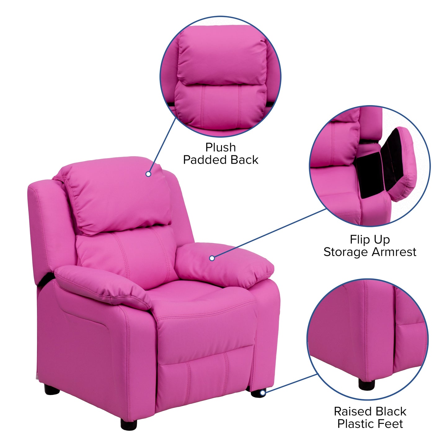 Hot Pink Vinyl Kids Recliner BT-7985-KID-HOT-PINK-GG